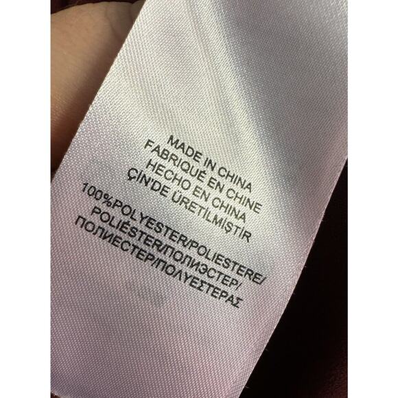 Ralph Lauren Blouse Womens XL Tie Neck LRL Crinkle Top Burgundy Office Career - Picture 7 of 8